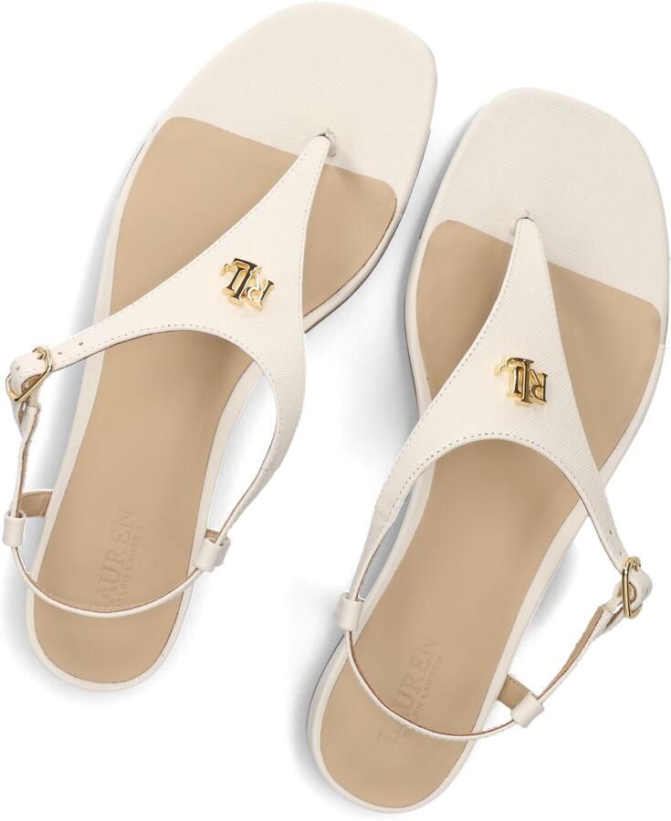 LAUREN RALPH LAUREN Dames Everley 2 Flat Sandal Maat: 38 Materiaal: Textiel Kleur: Wit