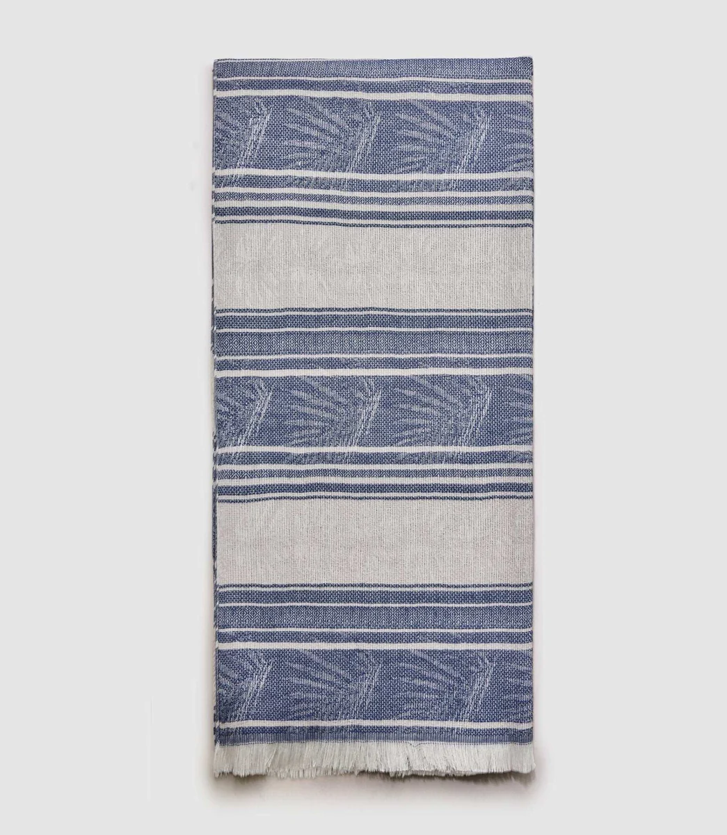 Chèche blanc et marine 