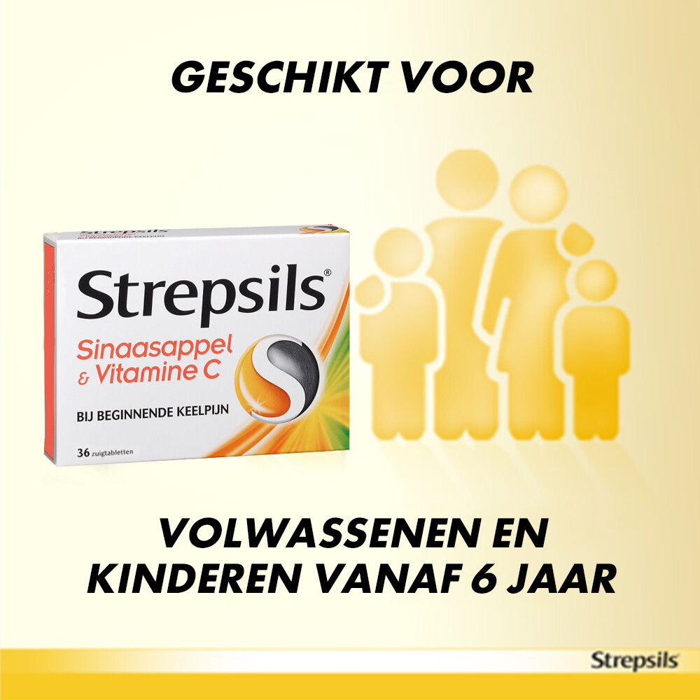 Strepsils Zuigtabletten Sinaasappel & Vitamine C36 tabletten