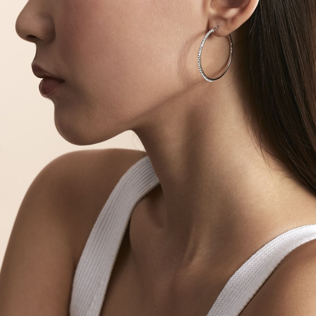 Créoles Sandrine Or Blanc Strass