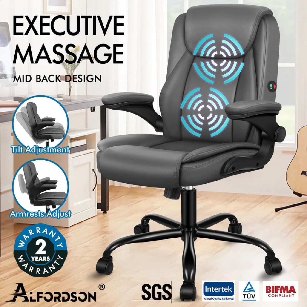 ALFORDSON Chaise de Bureau de Massage - Gris