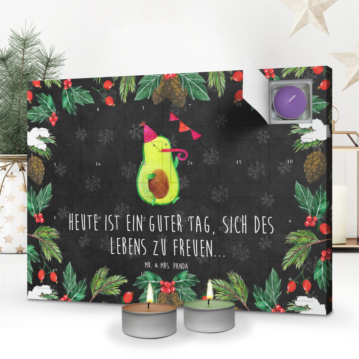 Mr. & Mrs. Panda Geurkaars Adventskalender Avocado Party - Zwart