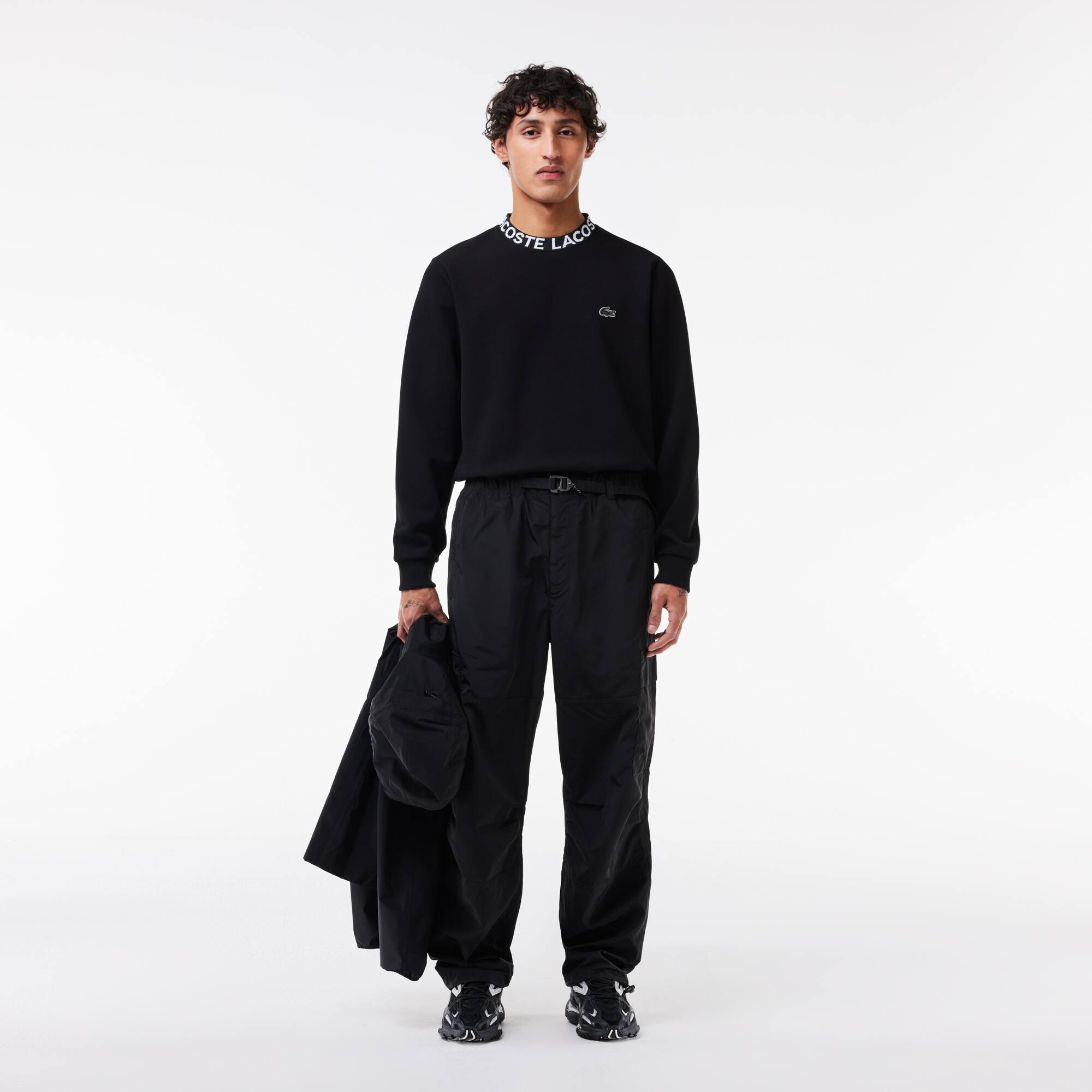 Double-Face-Sweatshirt mit Logo-Jacquard-Kragen Sweatshirts - Schwarz - Lacoste - Herren