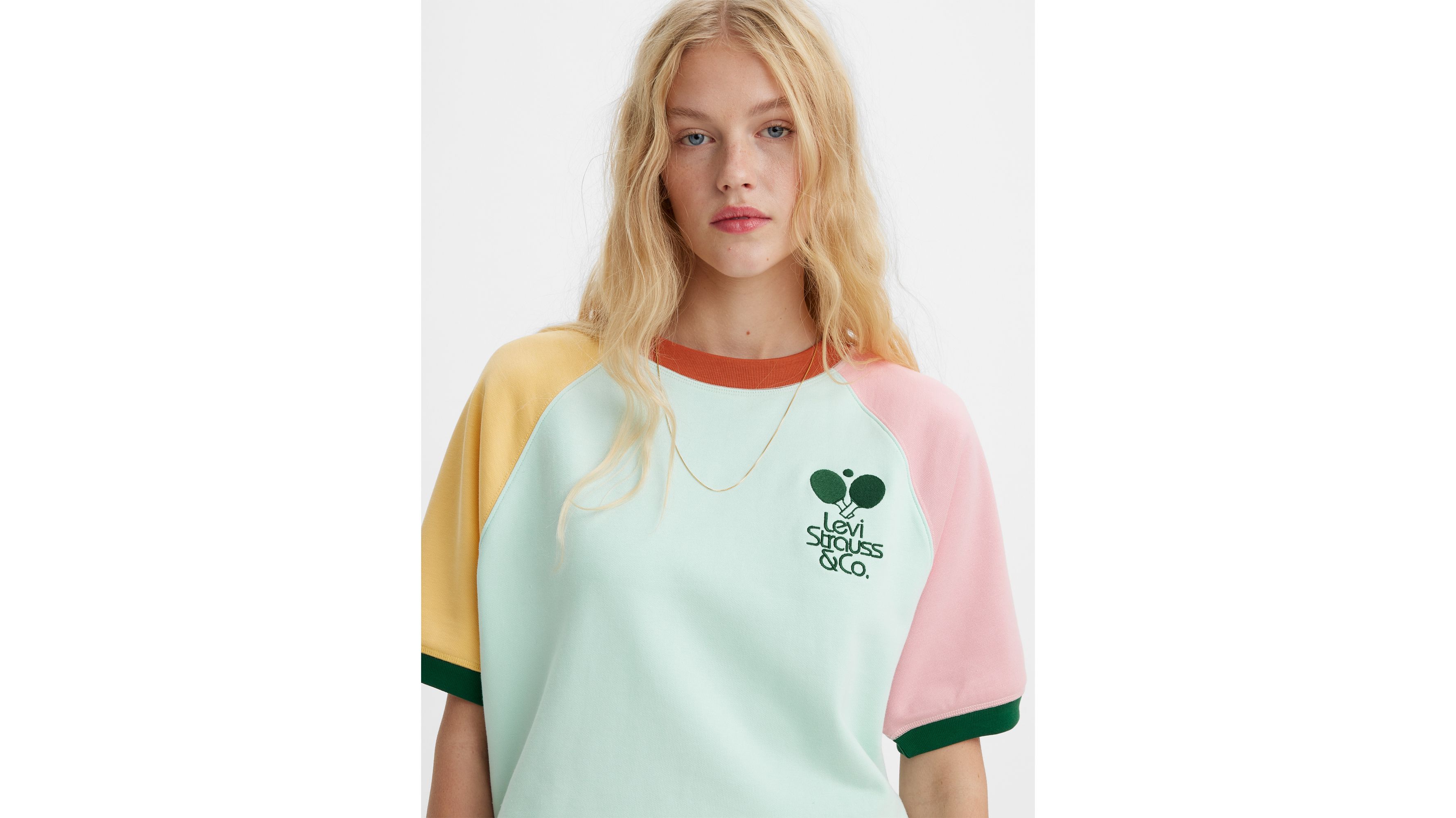 Sweat-shirt graphique manche courte - CountryClubTableTennisPastelBlue/QuartzPink/Flax - Multicolore