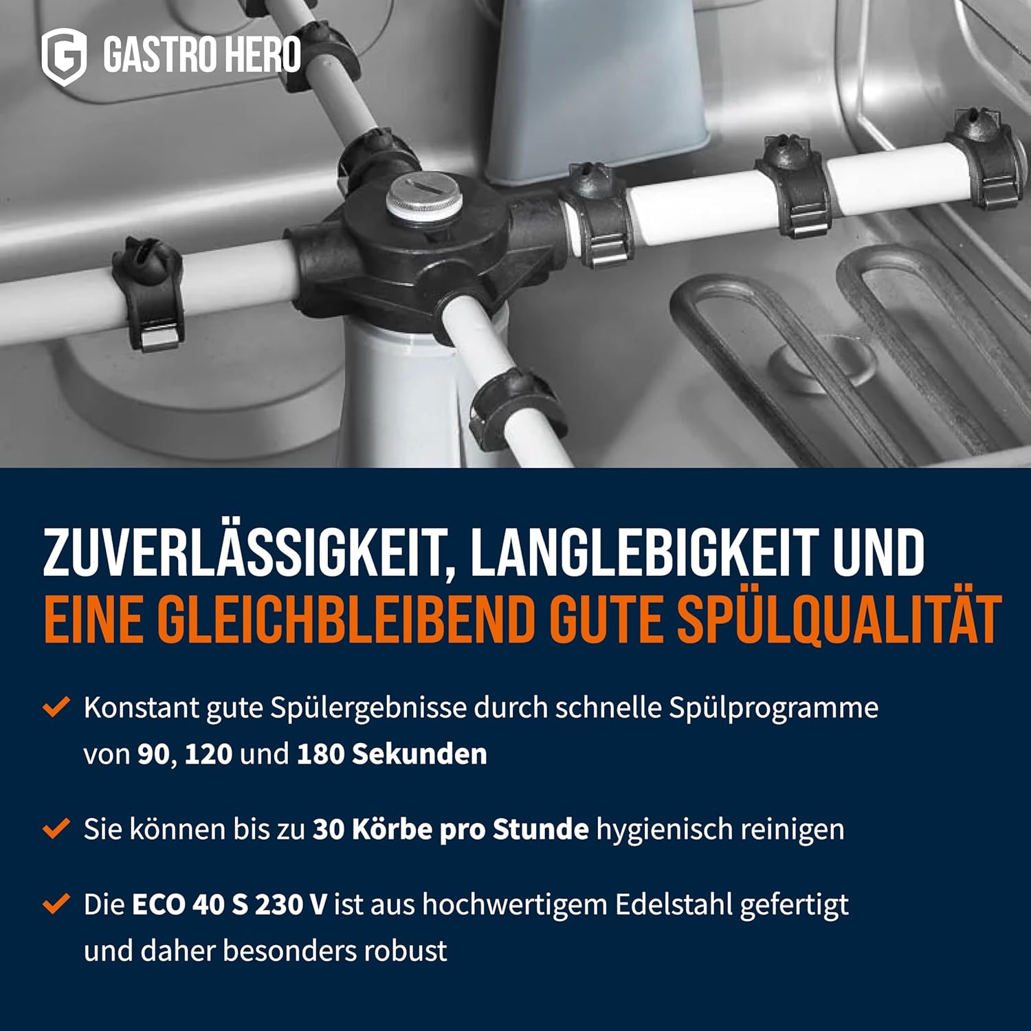ECOLINE-GLSM40S Gläserspülmaschine I Spülmaschine mit Reiniger- und Klarspüldosierer I Korbmaß 40 cm I Gläserspüler für Gastronomie