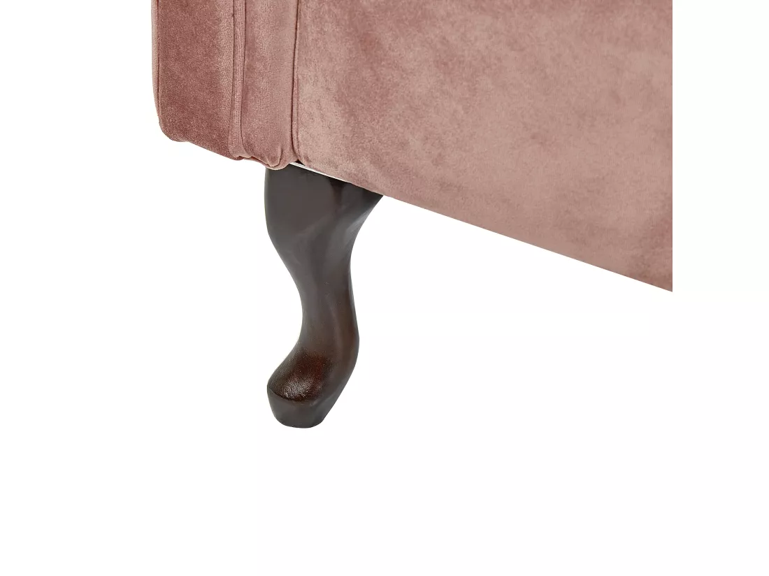 Chaise longue côté droit en velours rose LATTES