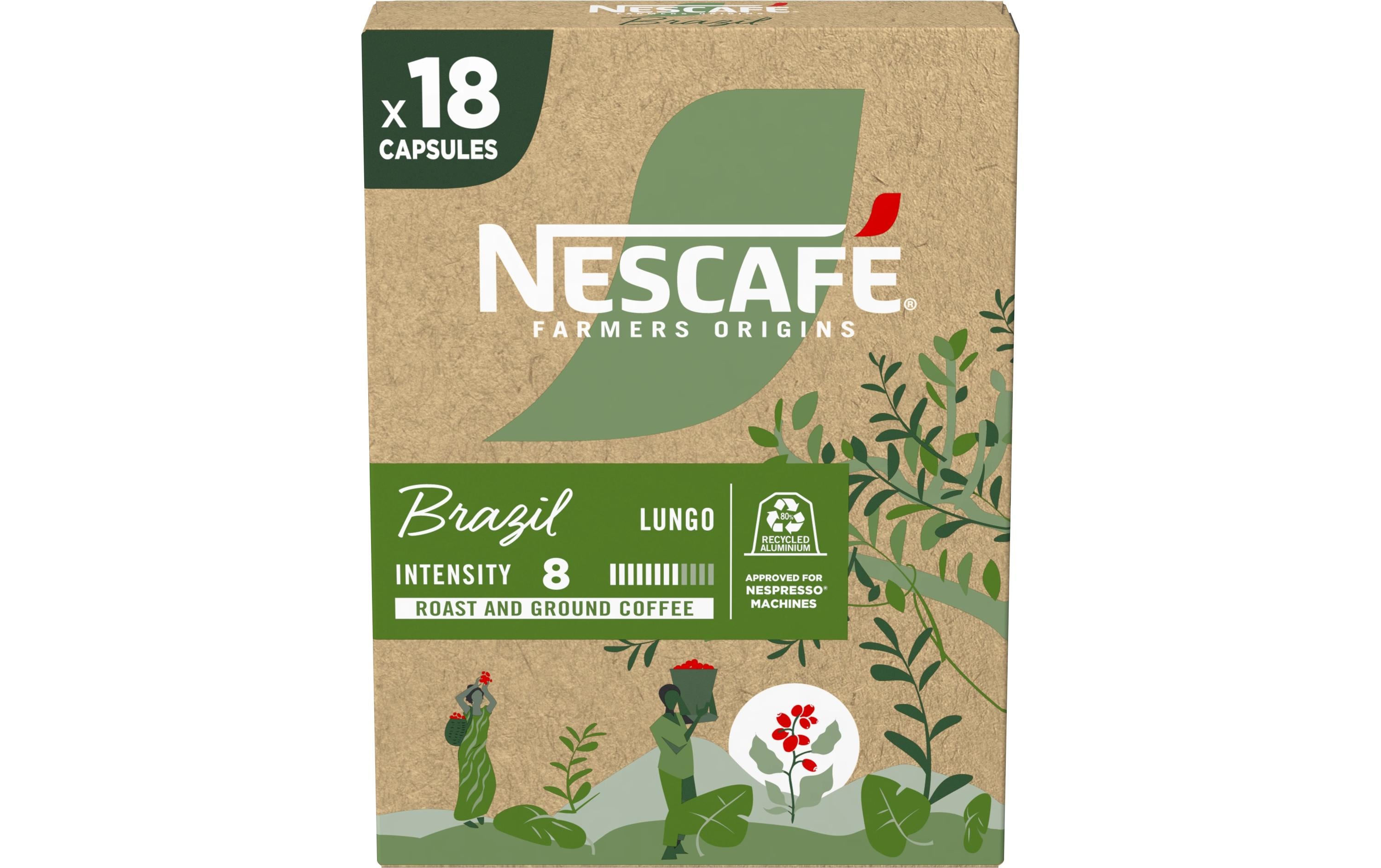 Kaffeekapseln Farmers Origins Brazil 18 StückKapseln aus recyceltem Aluminium für das Nespresso-System