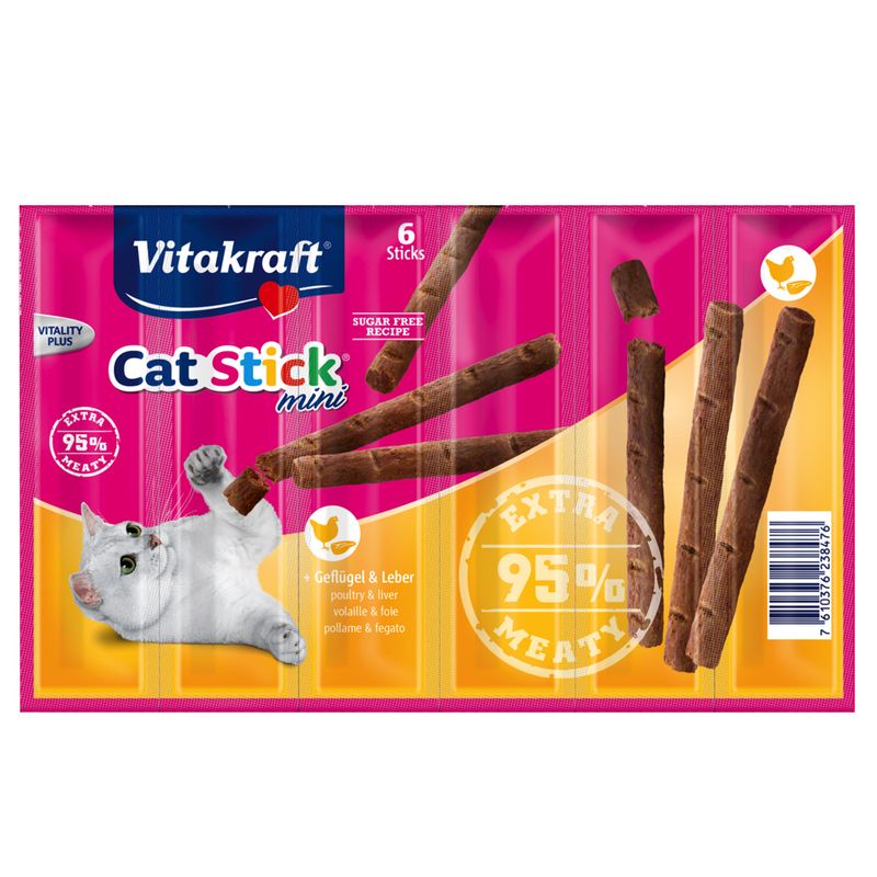 Bâtonnets à mâcher Vitakraft Cat Stick Mini, volaille & foie