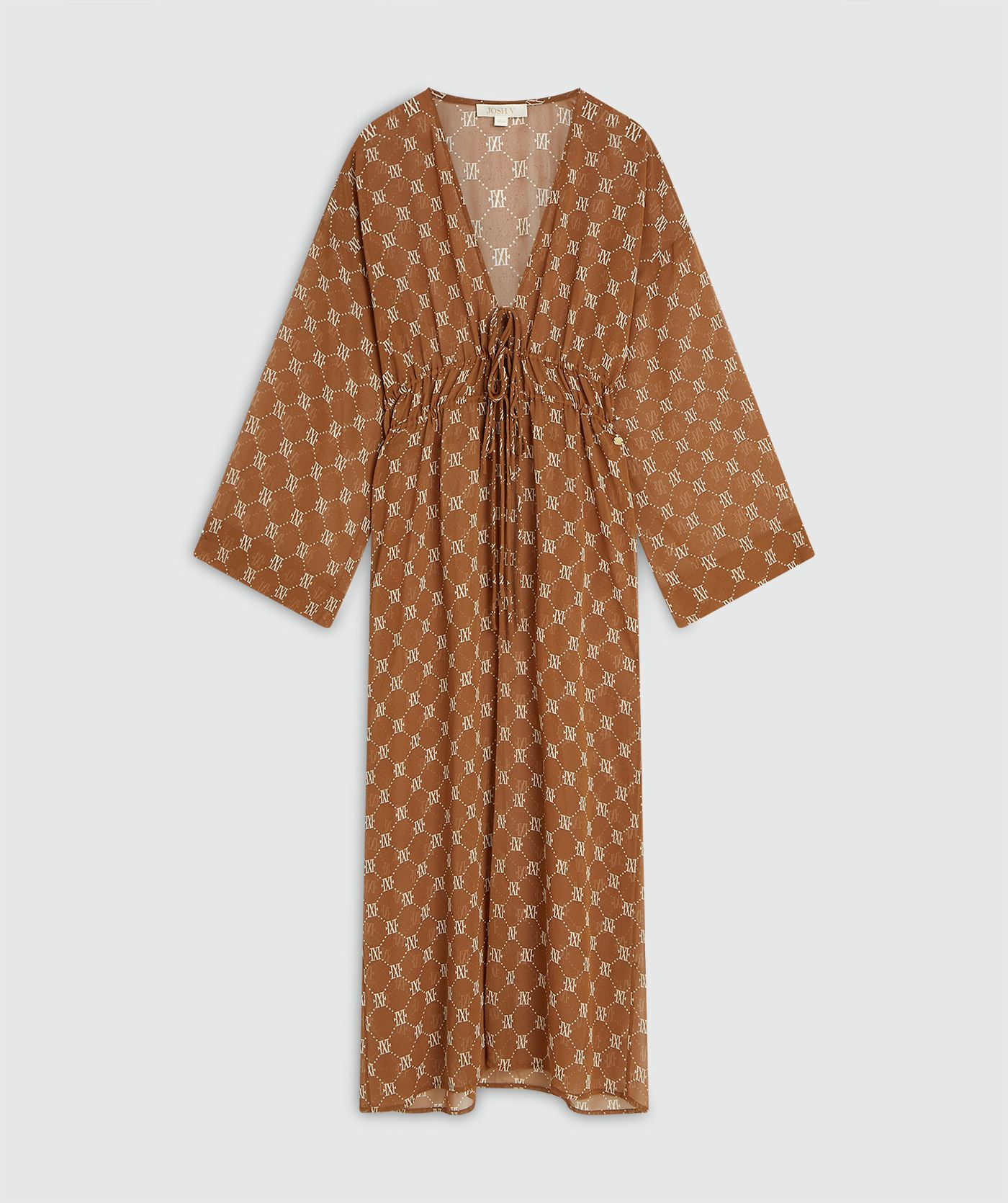 JV-SIENNA oversized kimono met logoprint - brown