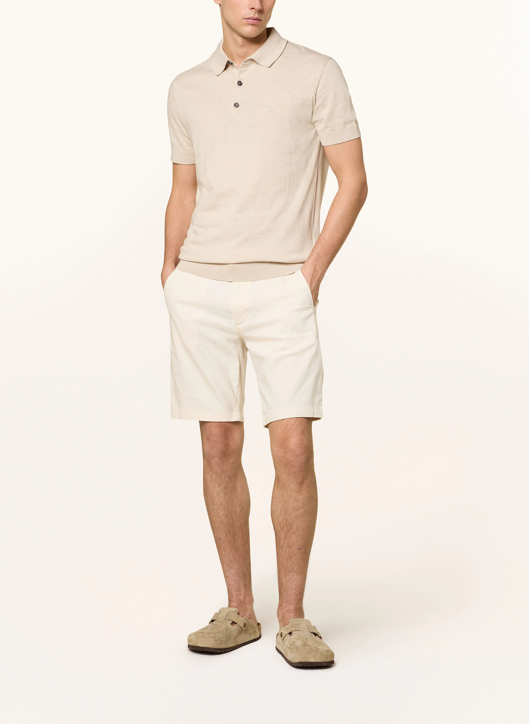 Barbour Strick-Poloshirt mit Leinen