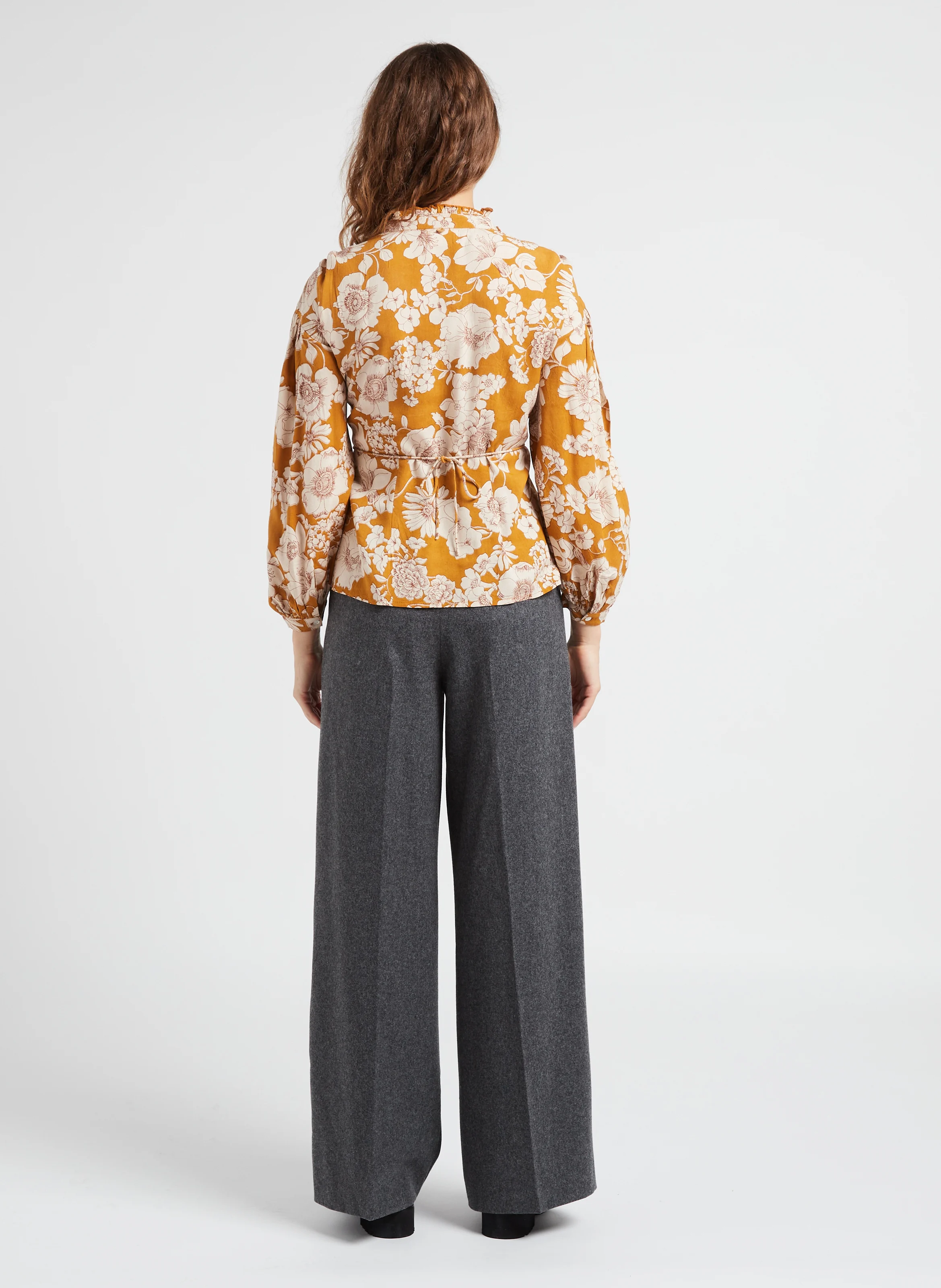 LEONIE - Blouse col rond à imprimé floral | Beige