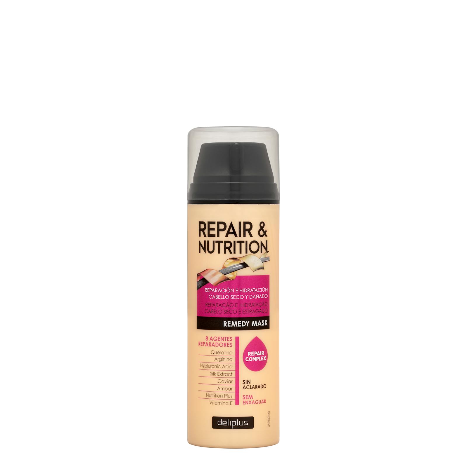 Masque sans rinçage Deliplus Repair & Nutrition pour cheveux secs et abîmés