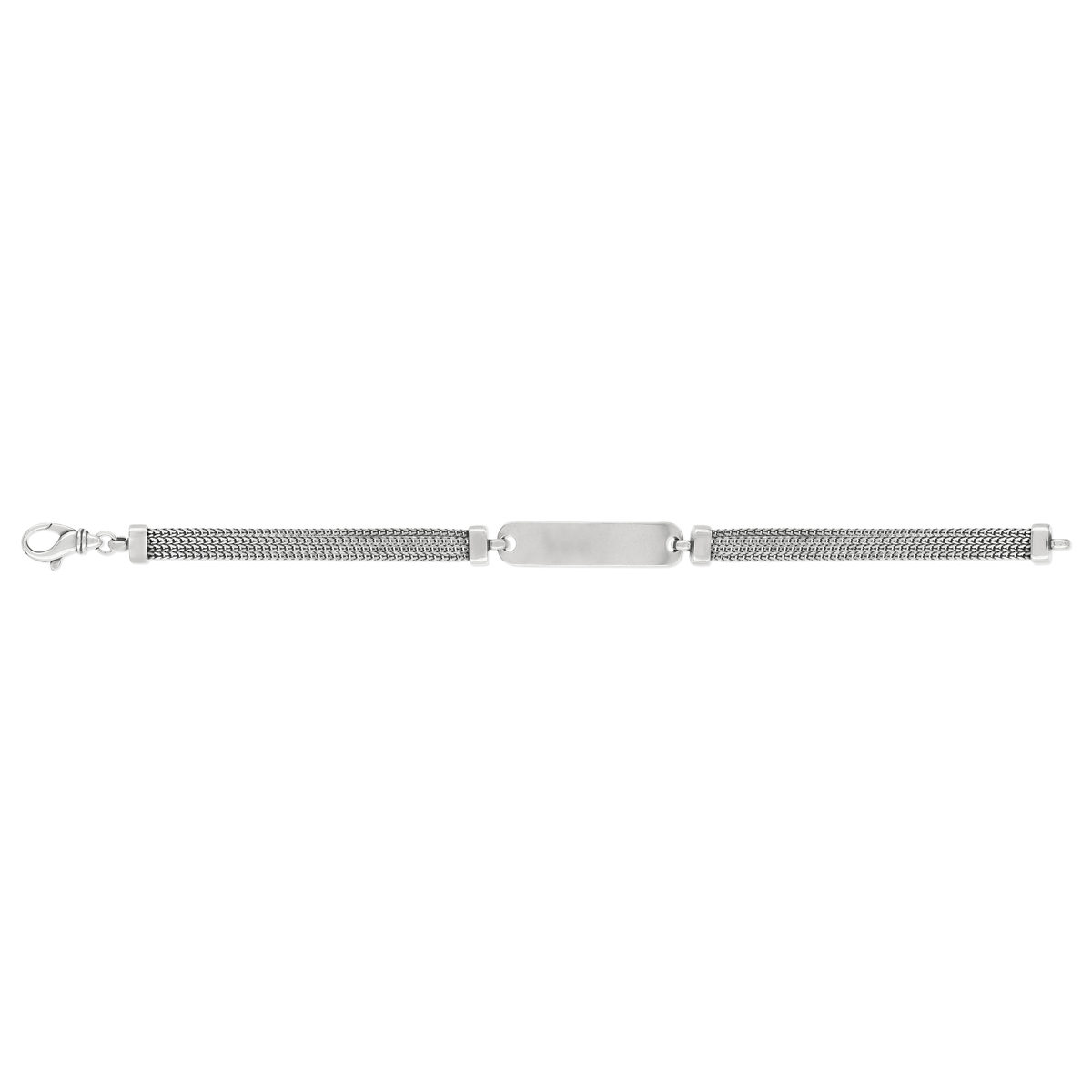 Bracelet identité argent 925 vieilli maille fantaisie 21 cm
