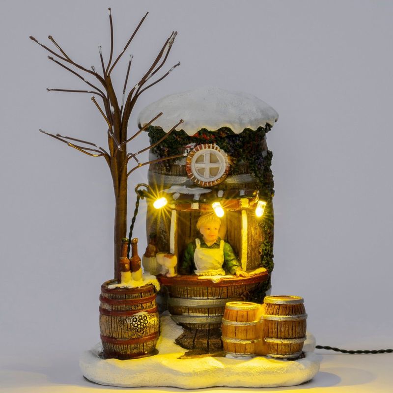 Intratuin - Kerstdorp Miniatuur Drank Kraam - 9,5 x 9 x 13 cm - Polyresin