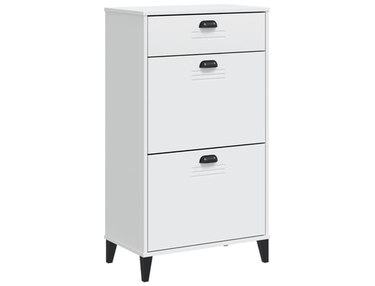 VIDAXL - Armoire à chaussures viken blanc bois de pin solide