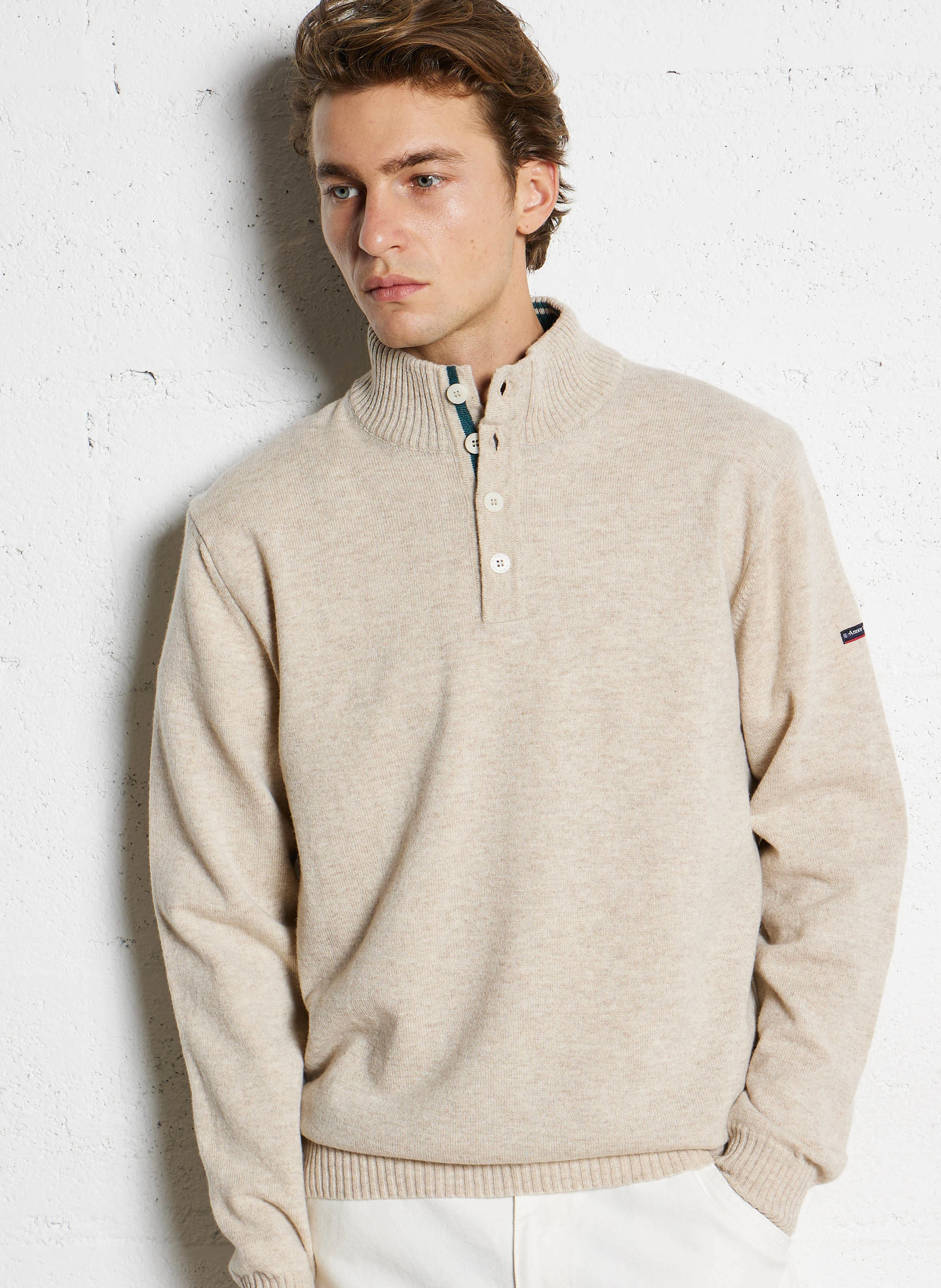Pull col camionneur regular-fit en laine | Multicolore