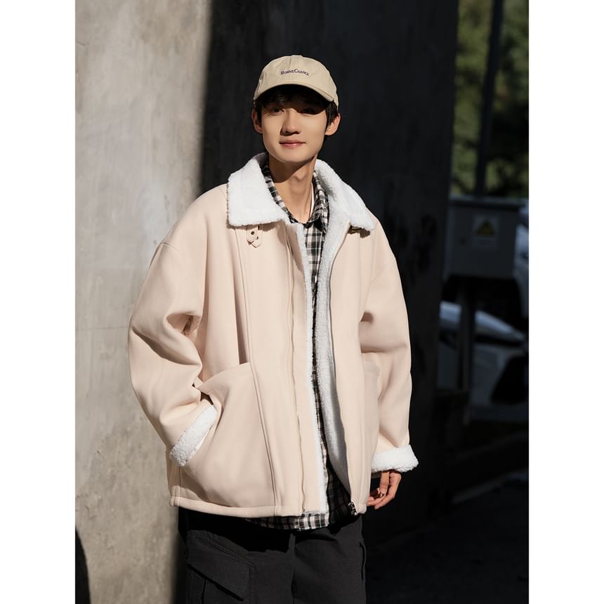 YERGO - Fleece reverskraag rits oversized jas