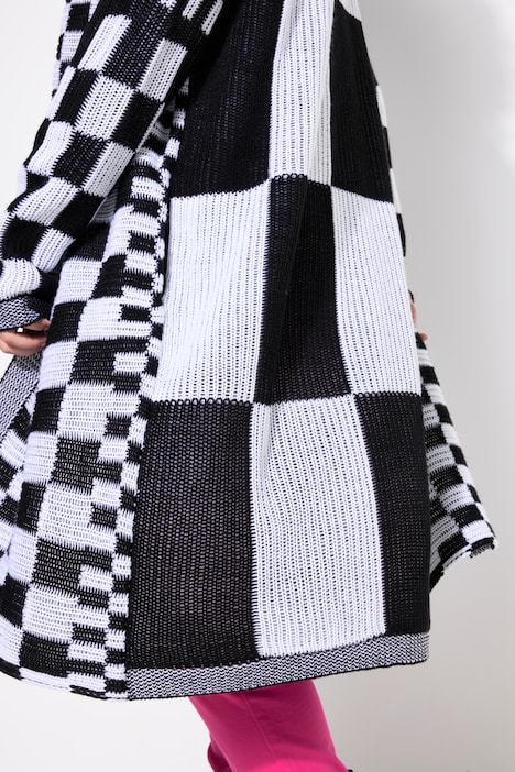 Strickjacke, Straight Fit, Schachbrett-Mustermix