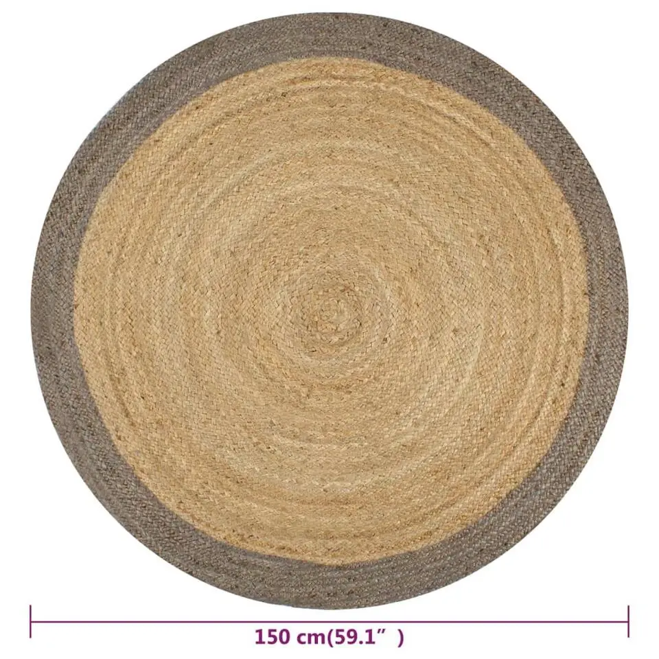 vidaXL Rond Tapijt – Grijs Jute – Ø150 cm – Duurzaam & Natuurlijk
