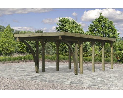 Enkele carport Karibu Bremm 3 variant C 318x860 cm drukgeïmpregneerd
