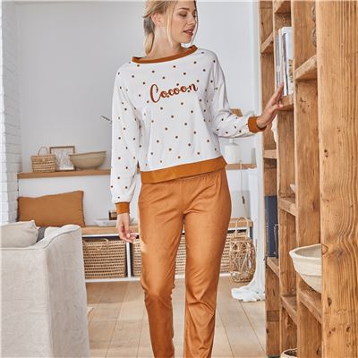 Pyjama femme velours à pois - BECQUET CRÉATION