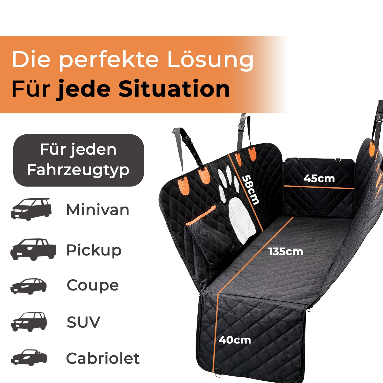 Petsation Autoschondecke Hundedecke für Rückbank + Kofferraum