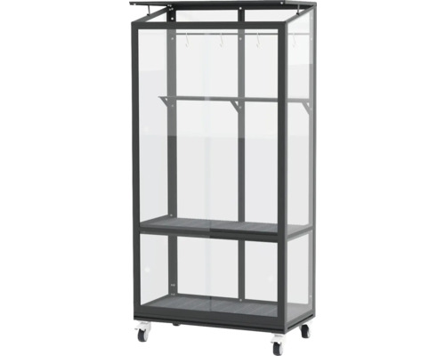 Vitavia Polis 350 balkonkas, enkelvoudig veiligheidsglas, inclusief rolfundering, 81x43 cm, zwart