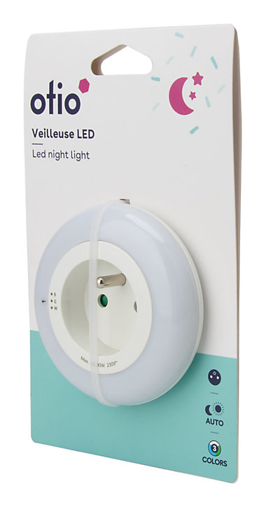 Veilleuse gigogne LED intégrée blanc neutre IP20 0,5W ⌀6.5xP.3,5cm Otio