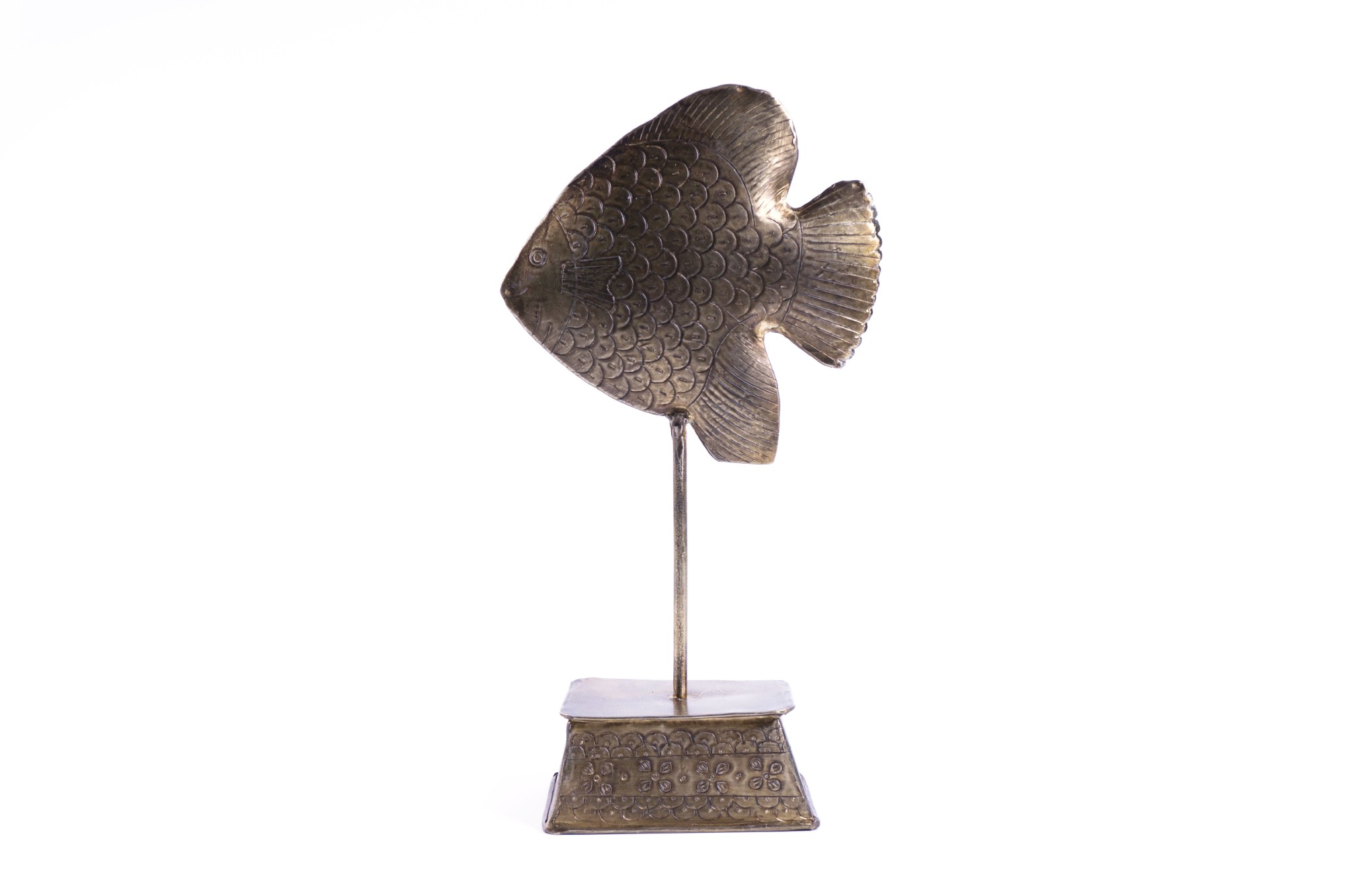 Figur 'Fisch' aus Metall, silber, H 30 cm, B 10 cm, L 8 cm von fischer's lagerhaus