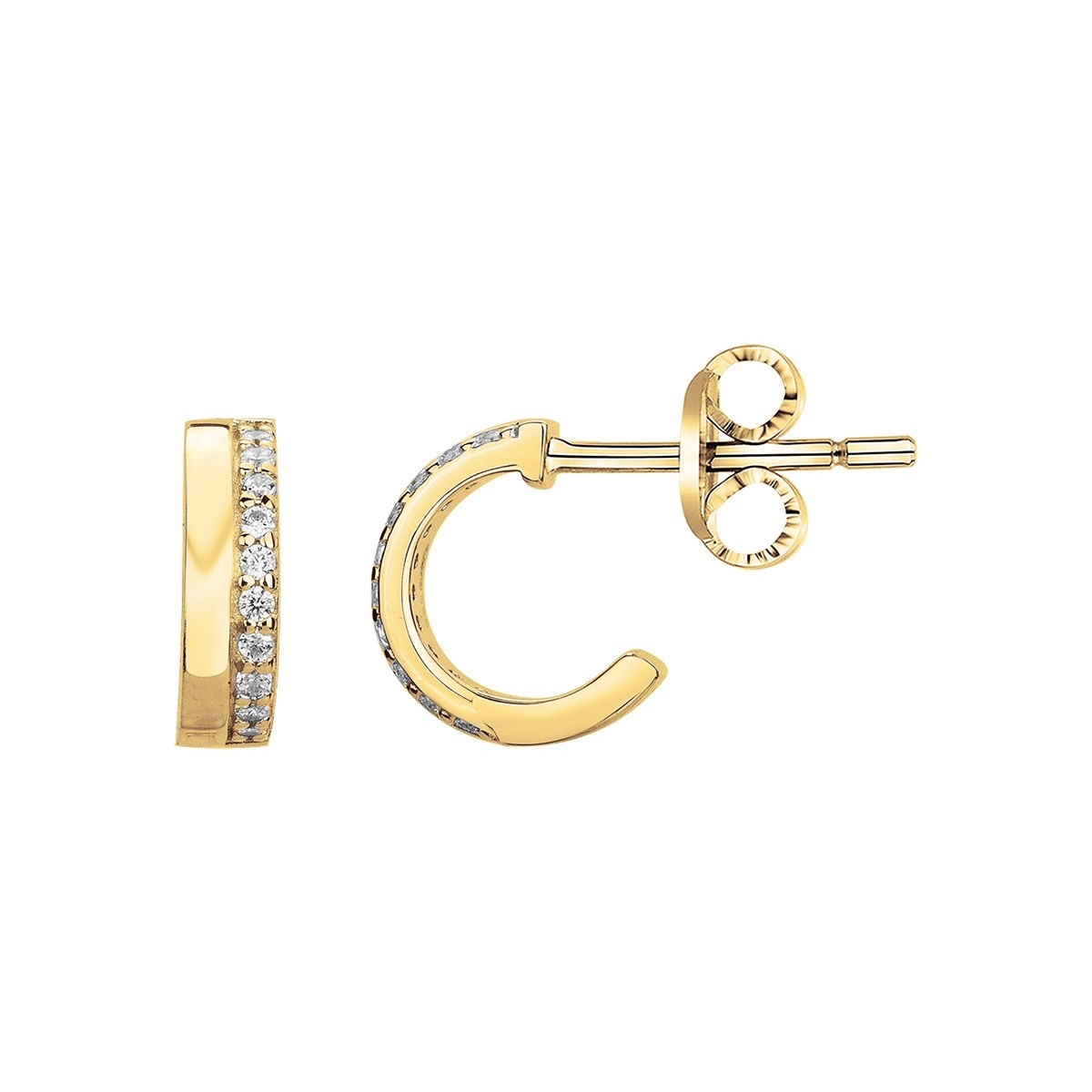 Boucles d'oreilles clous en Plaqué Or avec oxyde de zirconium blanc