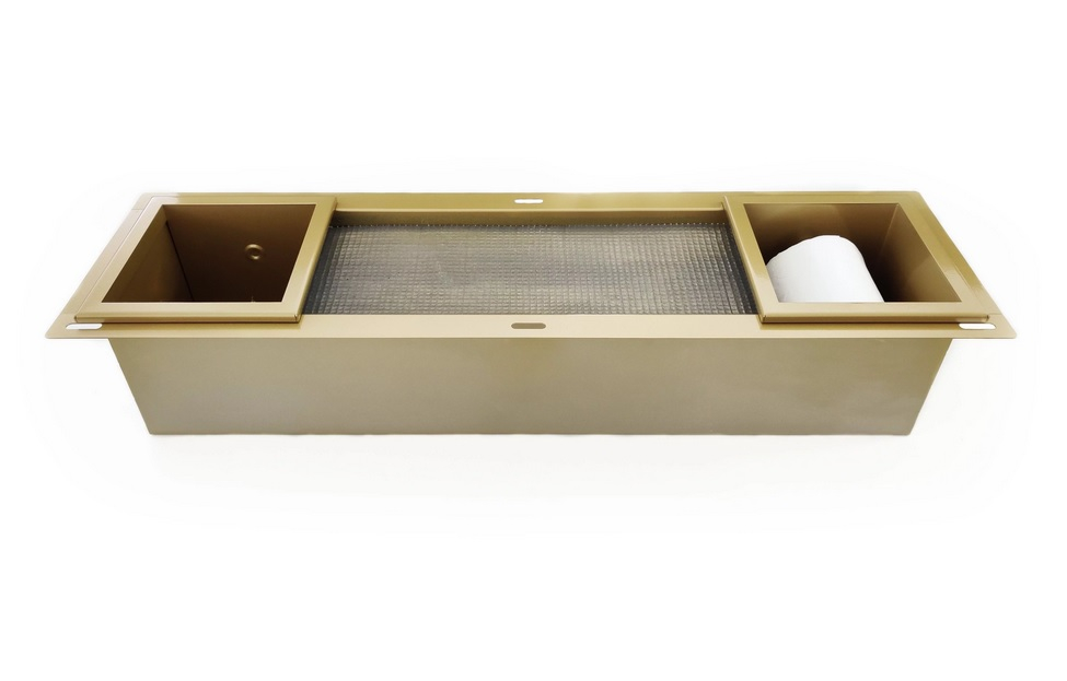 Mueller mat gouden inbouw toiletrolhouder met reserverol houder