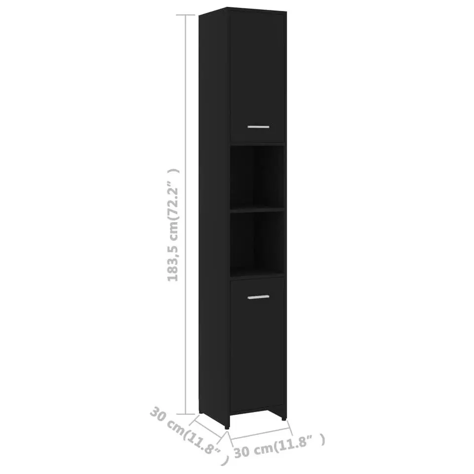 vidaXL - Badkamerkast - Zwart - Bewerkt hout