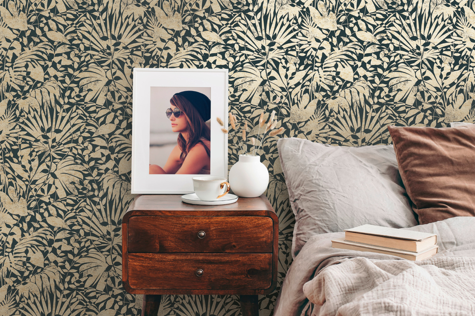 A.S. Creation Vliestapete - gold-schwarz - floral - 10 Meter