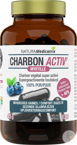 Naturamedicatrix Charbon Activ‘ Végétal + Myrtille 120 Gélules