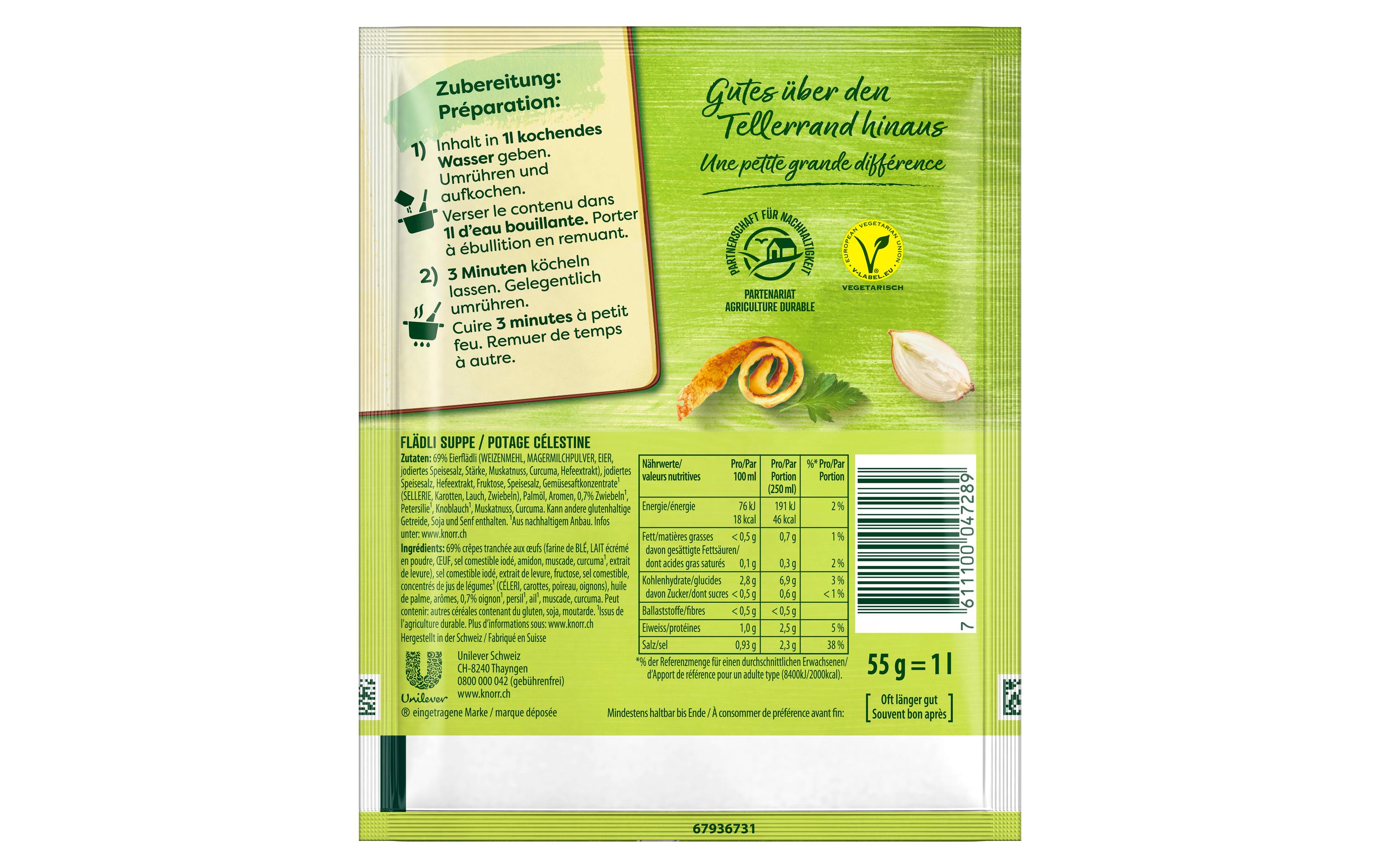 Flädli-Suppe 4 PortionenFrittatensuppe