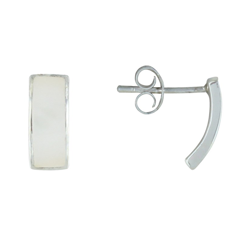 Boucles d'Oreilles Argent Rectangle Incurvé en Résine