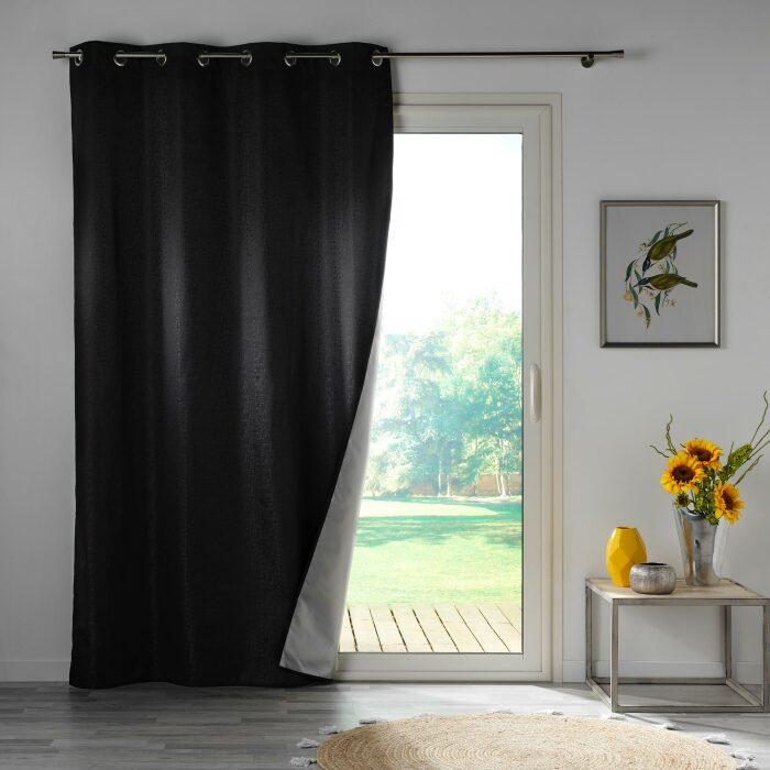 RIDEAU A OEILLETS 140X260CM OCCULTANT DARKO NOIR