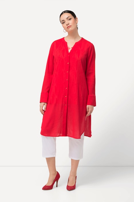 Longbluse, Struktur, A-Linie, Tunika-Ausschnitt, Langarm