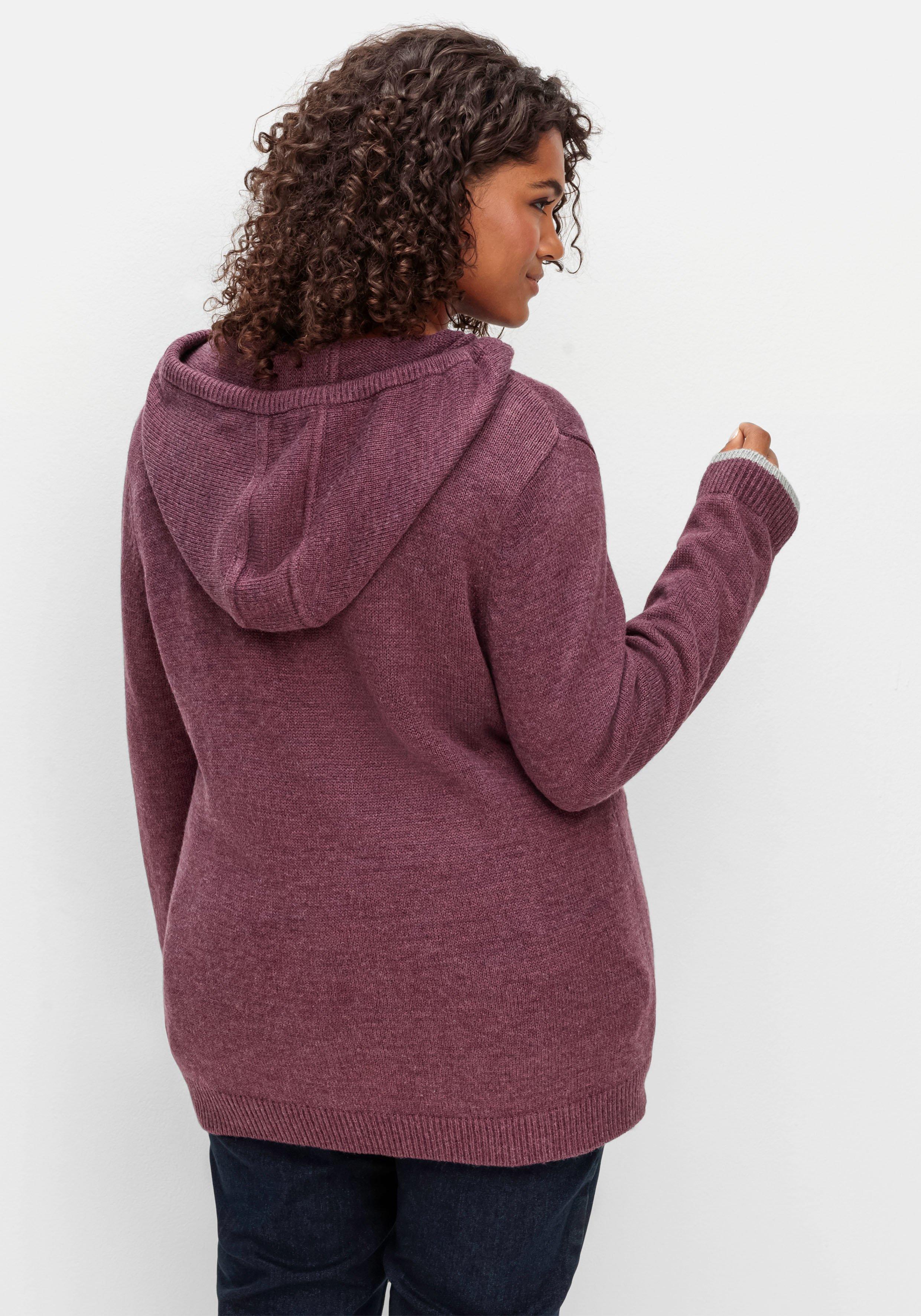 Kapuzenstrickjacke mit Reißverschluss, mit Kaschmiranteil