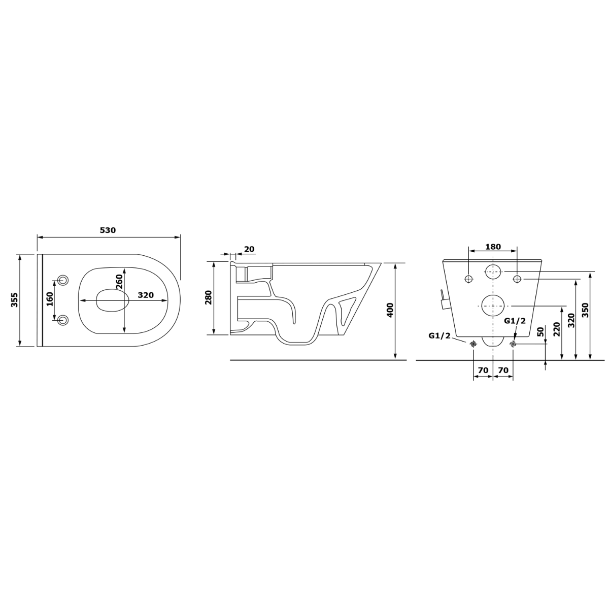 Sapho Avva hangend randloos toilet met bidetspoeler en mengkraan 36x53cm zwart mat