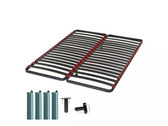 Sommier à lattes + pieds 2x70x190 Iota - 36 lattes bois - Fabrication française