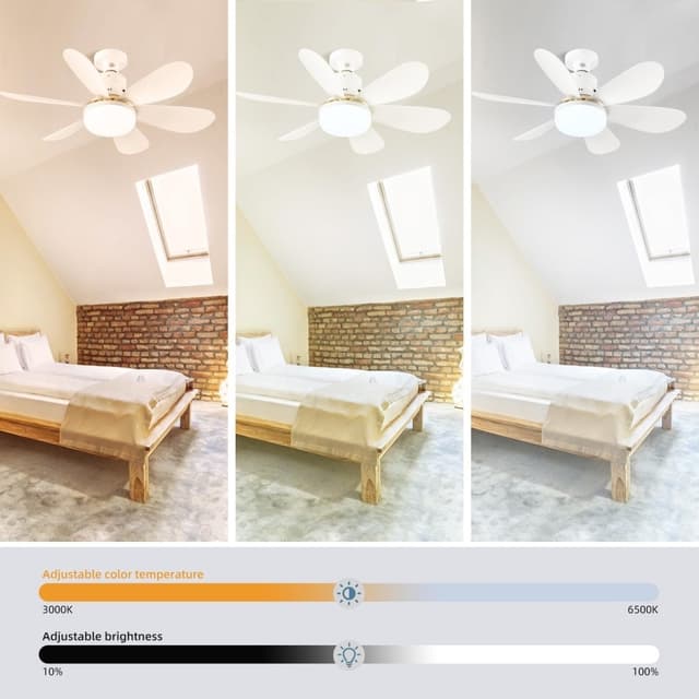 30W Loftsventilator E27 lampe 3 farve lys med fjernbetjening