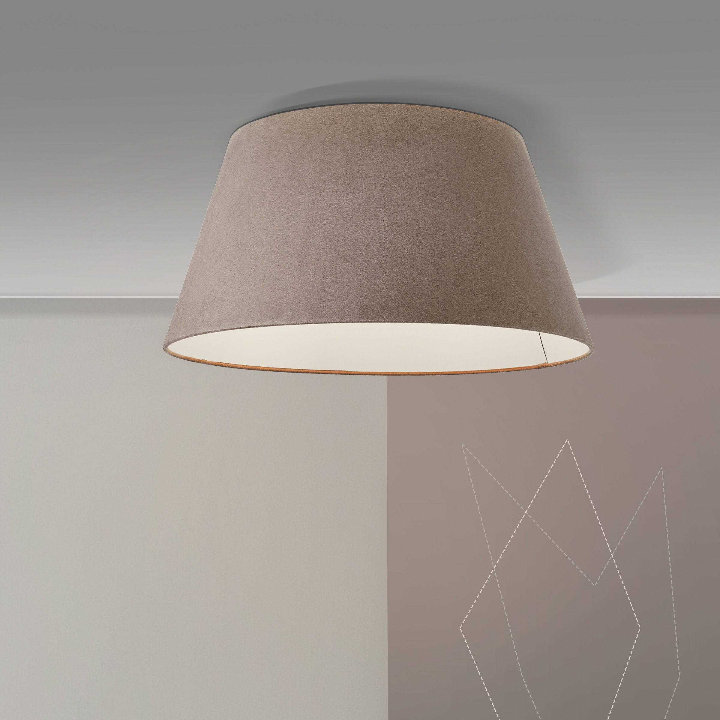 Brilliant Deckenleuchte »Brok« E27 1 Stk. in Samt-Optik, 26,5 cm Höhe, Ø 50 cm, E27, Metall/Textil, taupe