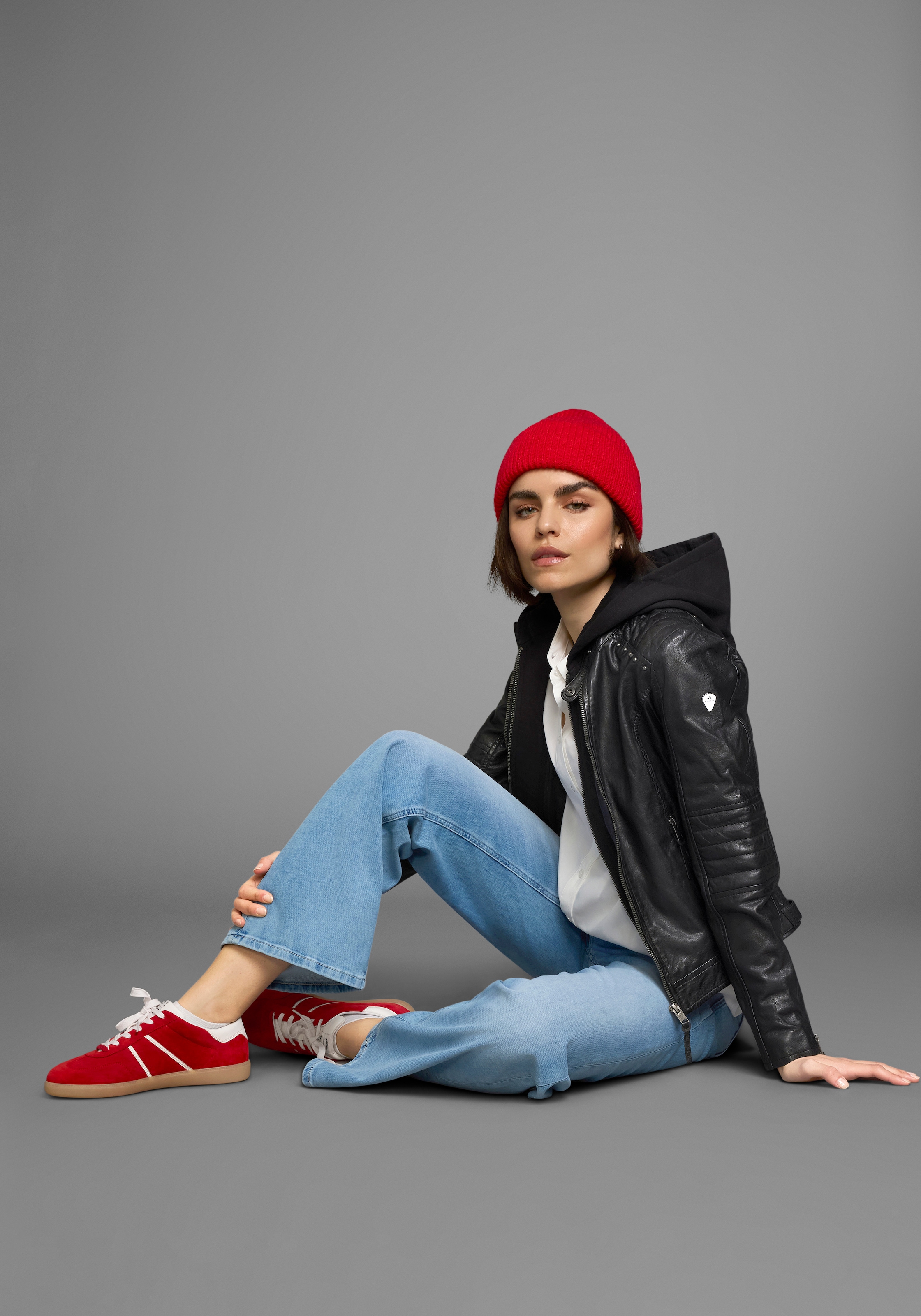 ALPENBLITZ Lederjacke »Lissabon« mit Kapuze für Sommer und Übergangszeit,  aus Lammnappaleder,  stylisch