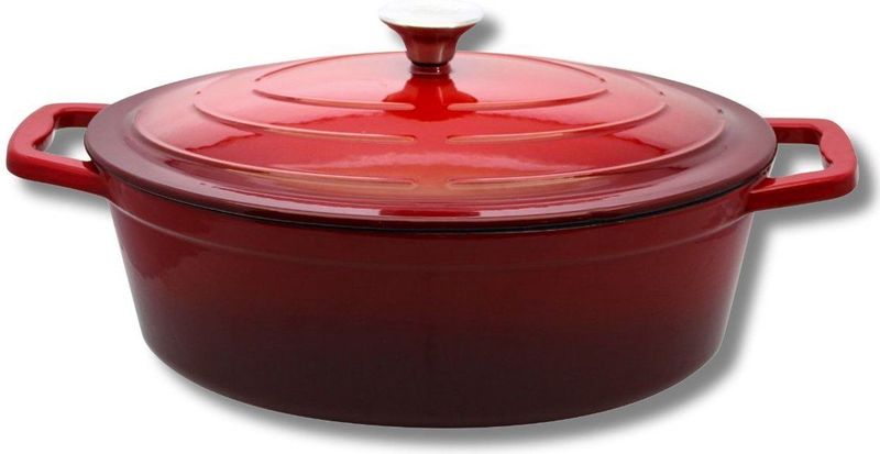 Elo - Gietijzeren Ovale Braadpan - Kersenrood - 33 cm - 4,9 L
