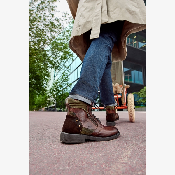 Van Beers leren heren veterboots donkerbruin