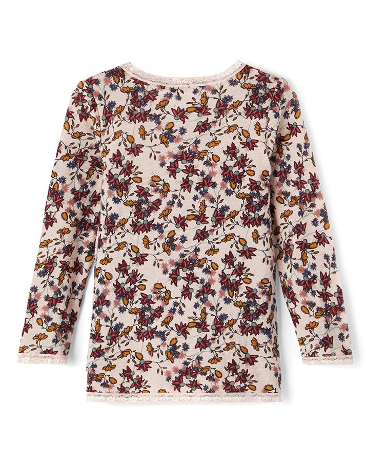 Woll-Langarmshirt NMFWANG geblümt in Peach Whip