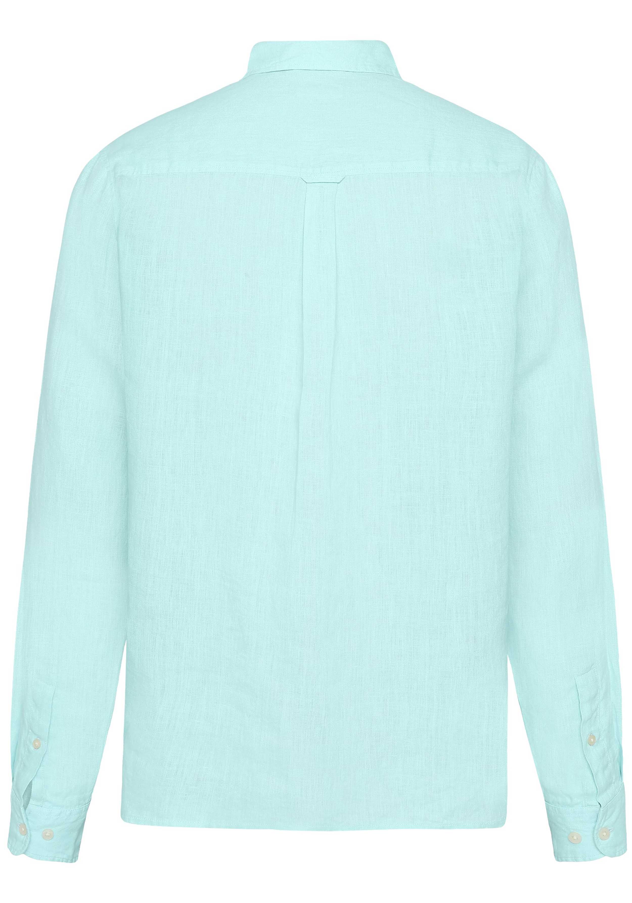 Knowledge Cotton Apparel Leinenhemd Regular Linen Shirt Aqua-Esque