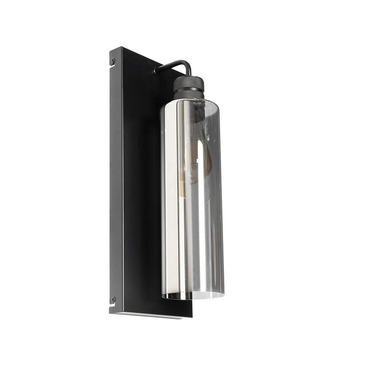 Moderne wandlamp zwart met smoke glas - Stavelot