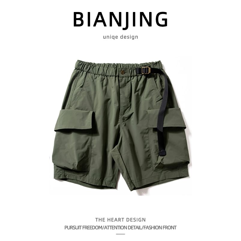 Zentrus - Effen cargoshorts met elastische taille